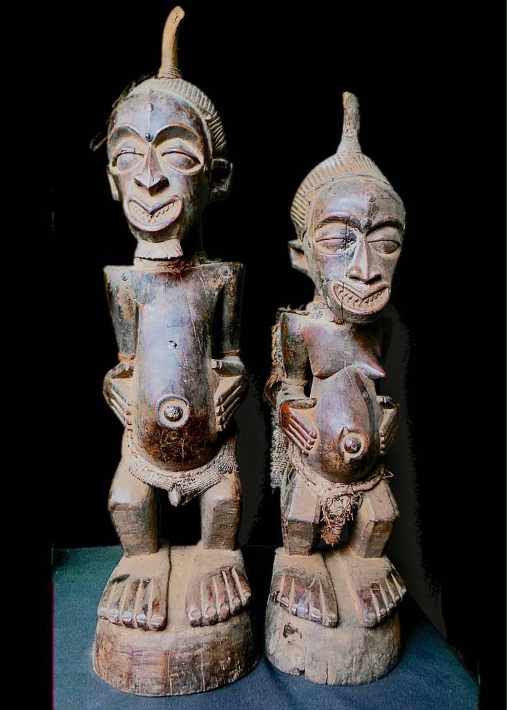 Old  Tribal Songye Couple Power Figure - Congo
