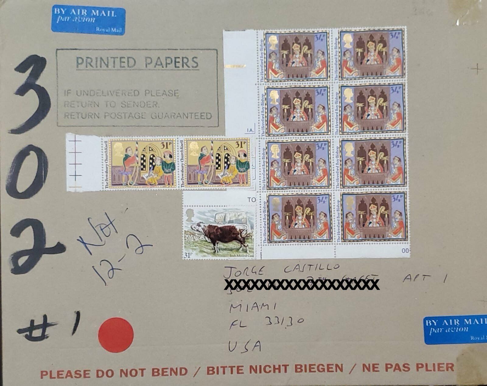 J) 2000 GREAT BRITAIN, KING, MULTIPLE STAMPS, AIRMAIL, CIRCULATED COVER, FROM GR