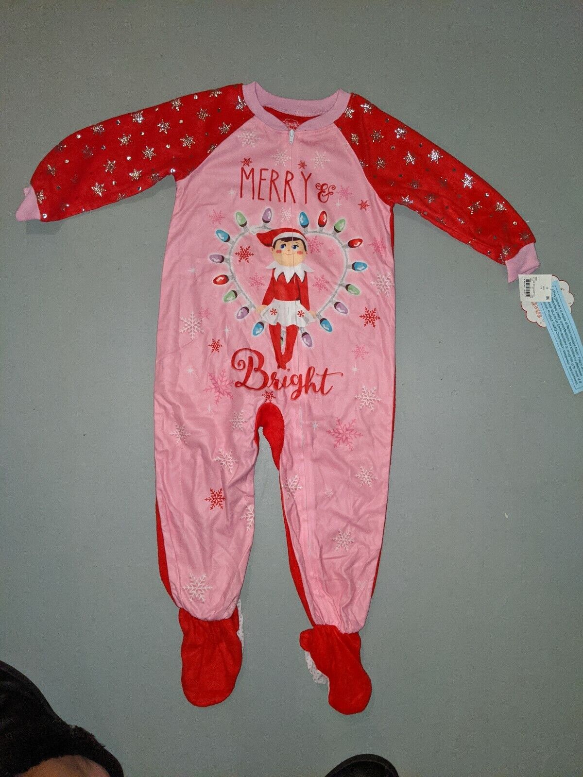 NEW Elf on the Shelf Pajamas One Piece Footy PJs Christmas Toddler 4T