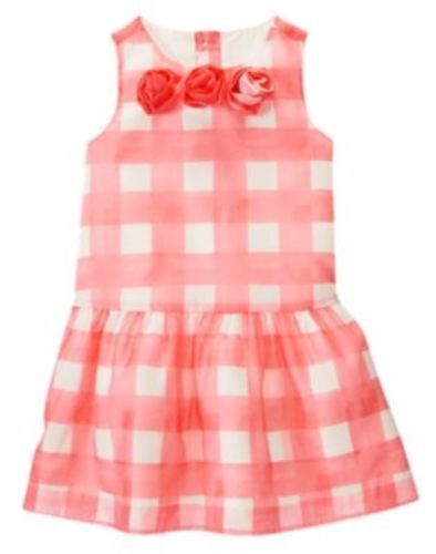 NWT GYMBOREE PICNIC PARTY PINK GINGHAM ROSETTE DRESSY Wedding DRESS Easter