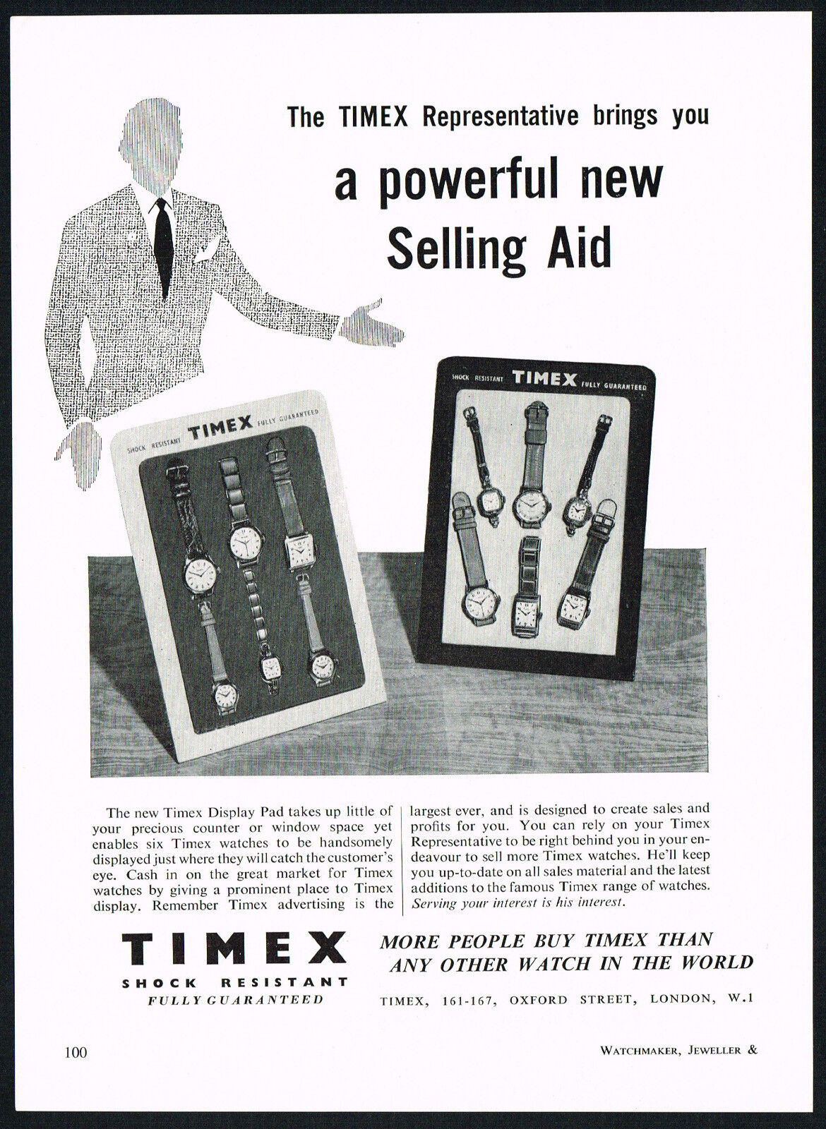 1950\'s Old Original Vintage 1956 Timex Watch Pad Display Pads Paper Print AD