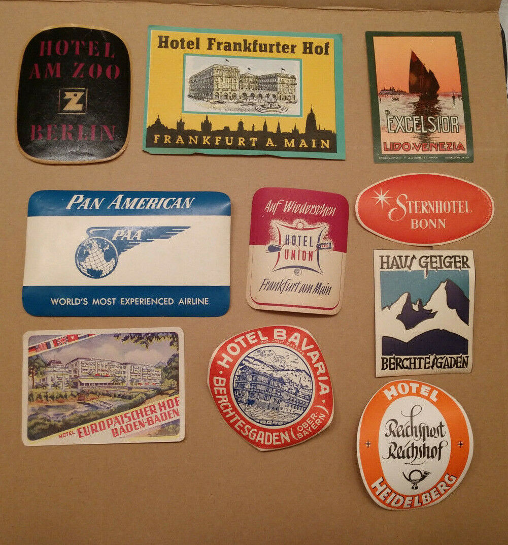 Lot of Hotel Travel Luggage Stickers Pan American Frankfurter Excelsior AM Zoo 