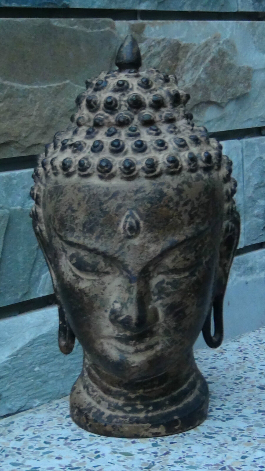ANTIQUE  CHINESE CAST IRON BUDDHA HEAD ESTATE COLLECTION