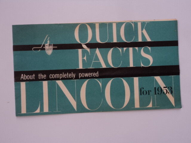 1953 LINCOLN Quick Facts Sales Brochure Catalog Cosmopolitan Capri Vintage ORIG