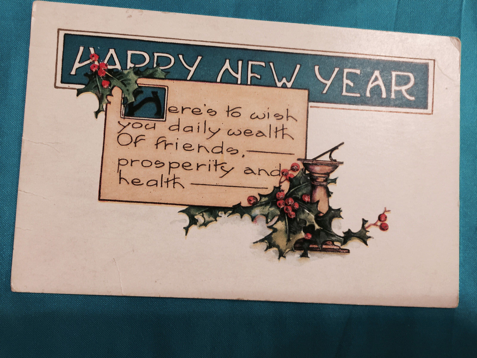 Vintage Postcard.A Happy New Year. Embossed Antique Whitney Made Worchester Mass