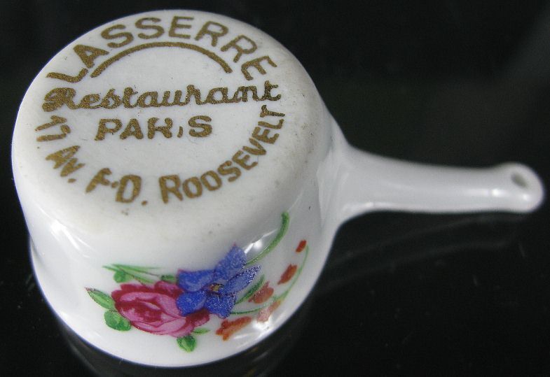 Vintage 1930\'s Porcelain Advertising Pot Lasserre Restaurant Paris FDR