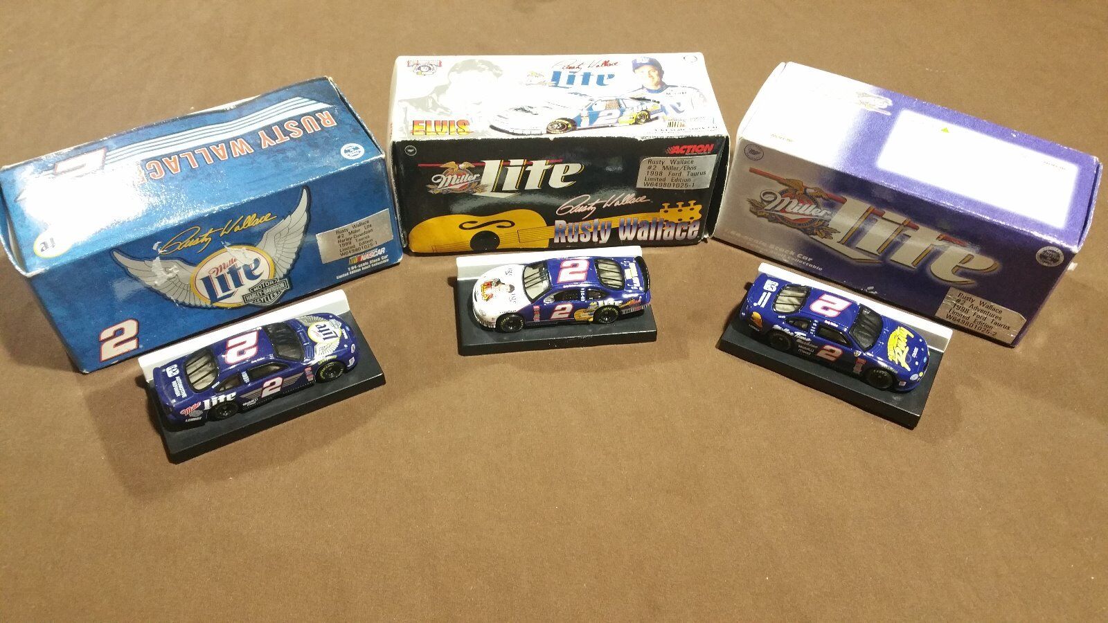 LOT OF 3 RUSTY WALLACE 1:64 ACTION ELVIS HARLEY DAIVDSON #2 ADVENTURES RARE