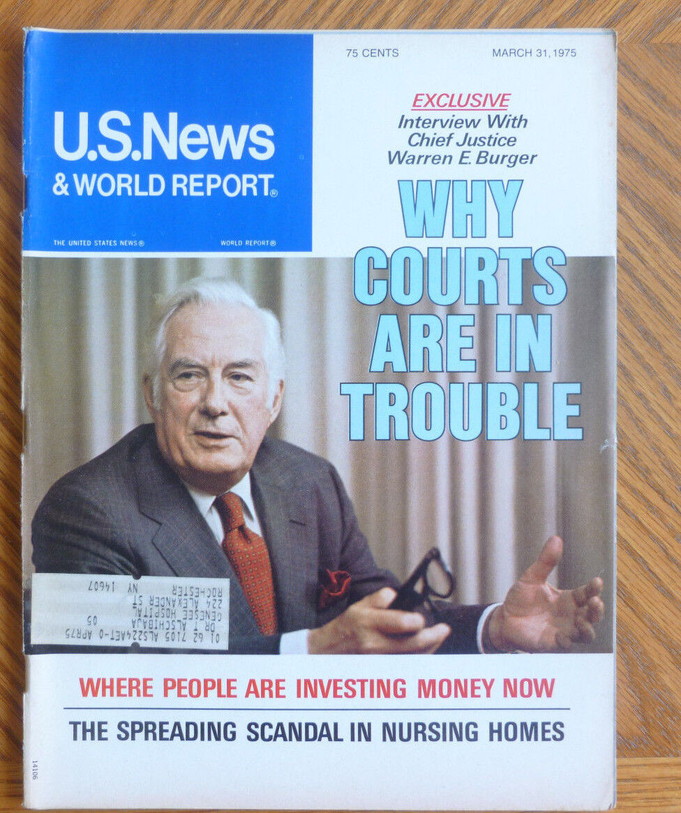 US News & World Report March 31 1975 Chief Justice Warren Burger Ulster Truce