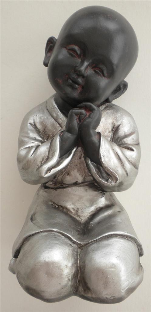 Lovely  NEW Quality  Chinese Serenity  PEACE & JOY  BUDDHA  Black & Silver Color