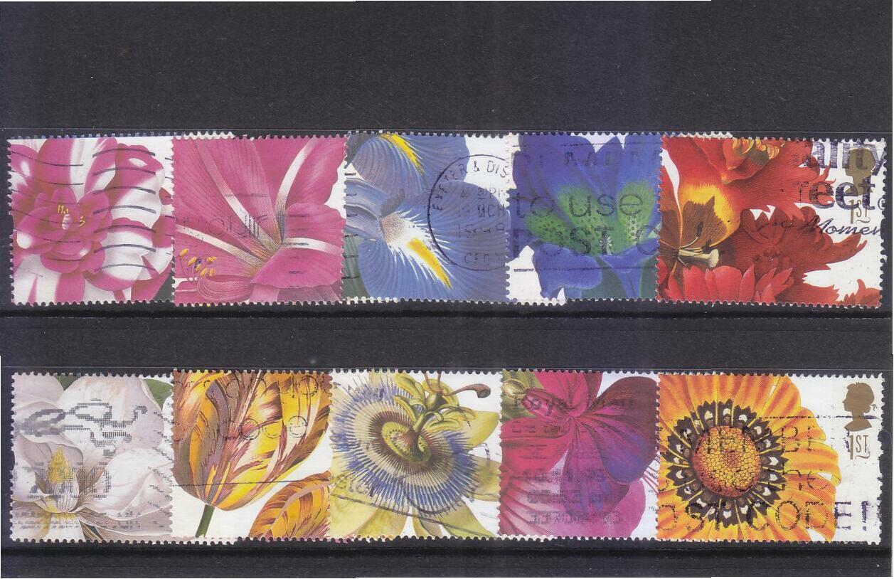 GREAT BRITAIN UK 1997 GREETINGS 19TH CENTURY FLOWER PAINTINGS COMP. SET OF 10