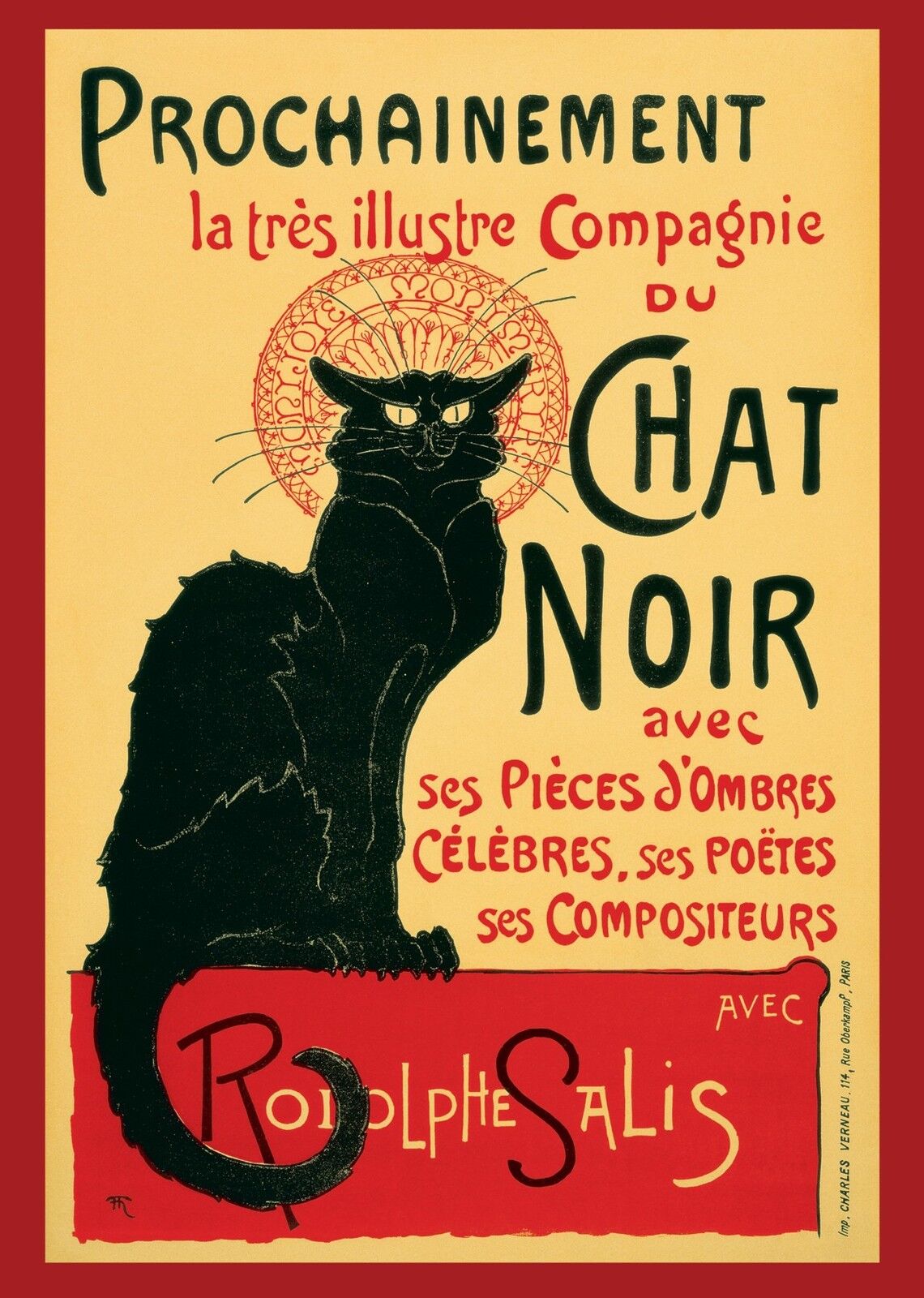  A1 LARGE The Chat Noir QUALITY CANVAS Art Print Vintage Cat  Steinlen