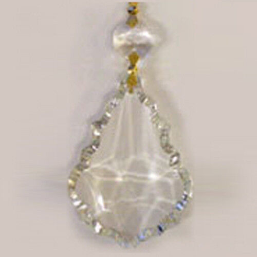40 CLEAR GLASS CHANDELIER CRYSTALS PRISMS FRENCH PENDANT DROPS LAMP PARTS GOLD