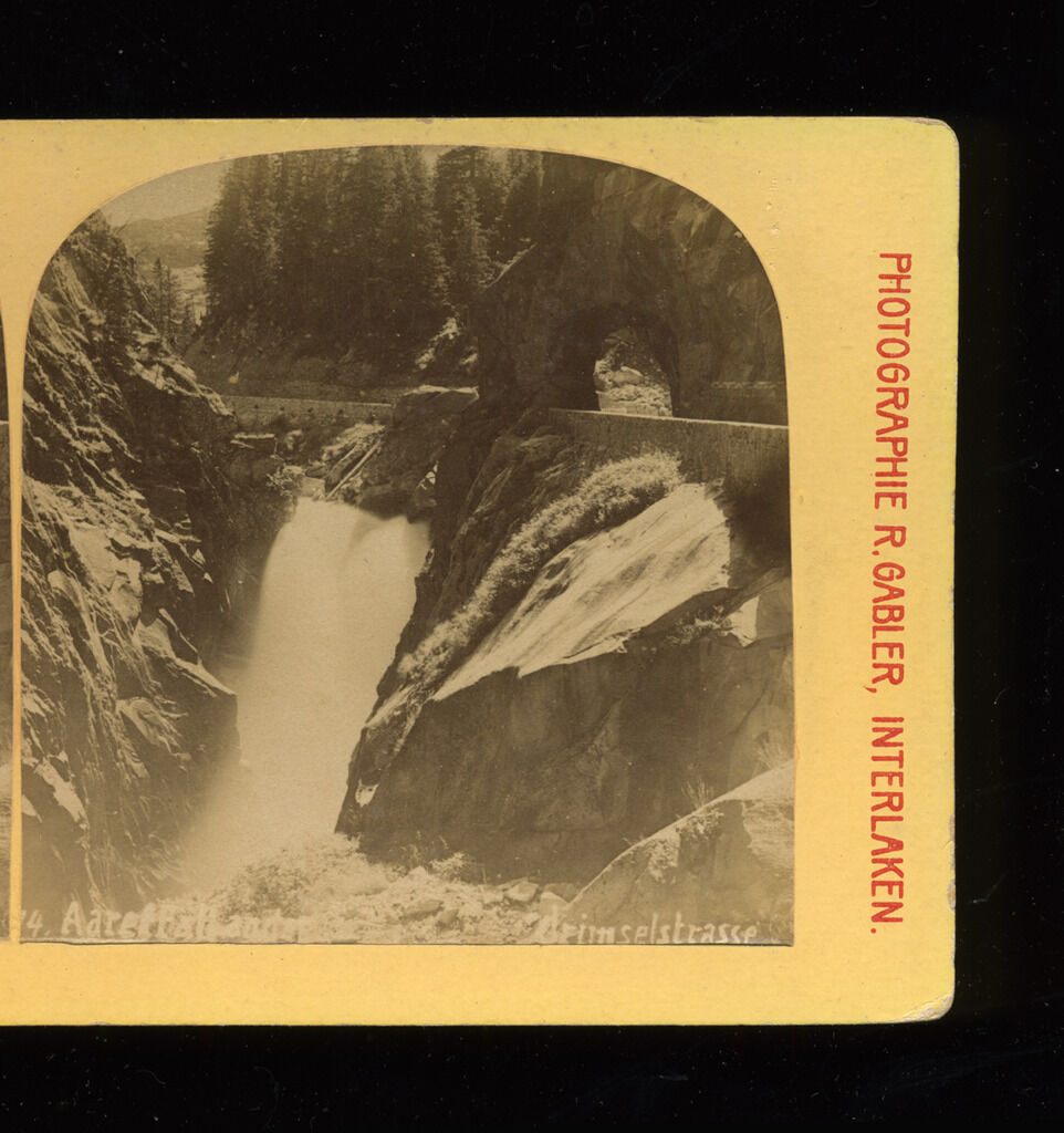 1890s Aare la Handeck Waterfall, Grimselstrausse, Bern, Switzerland, R. Gabler