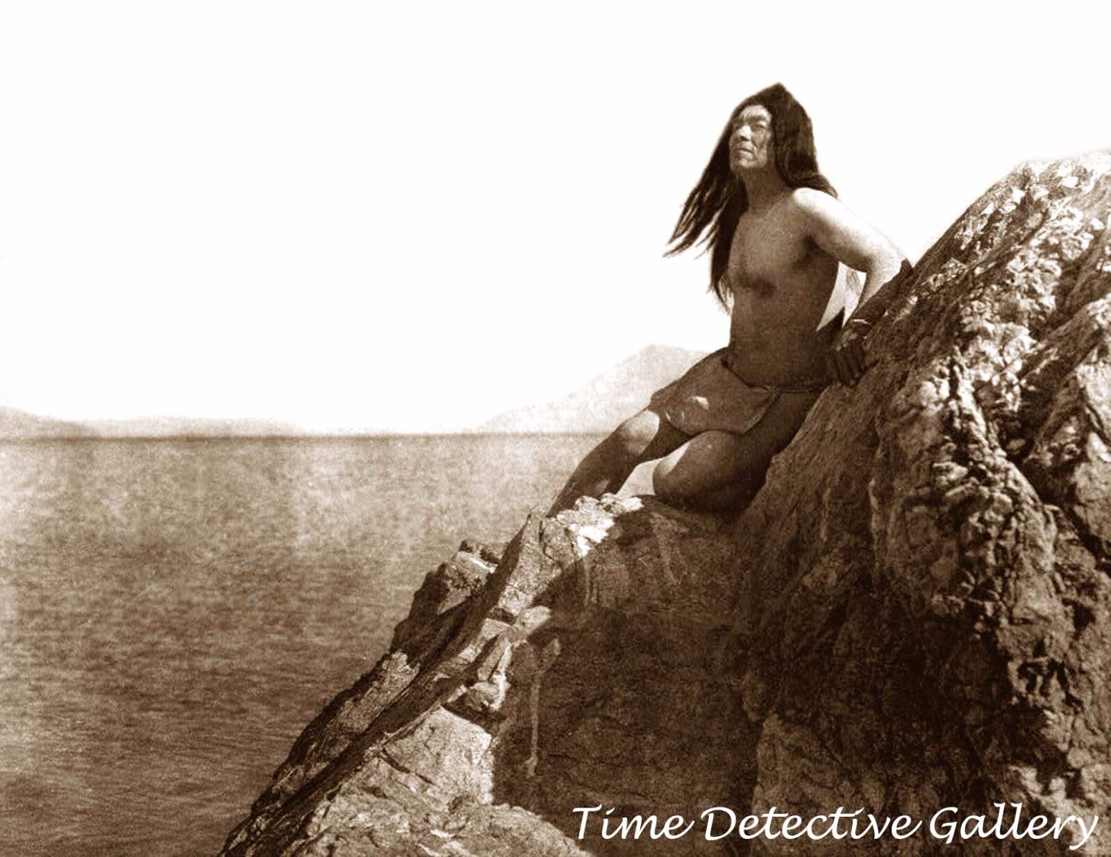 Pomo Indian Man at Clear Lake, California - Historic Photo Print
