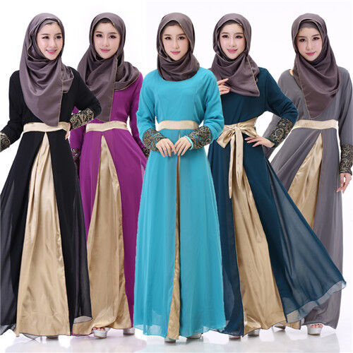 Muslim Islamic Abaya Maxi Dress Cocktail Jilbab Vintage Partywear Arab Women New