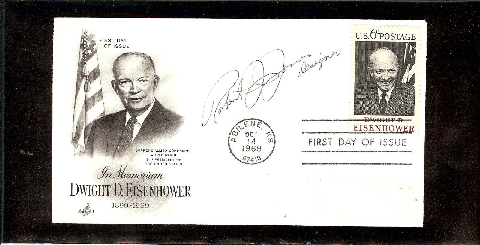 US AUTOGRAPHED FIRST DAY COVER SCOT#1383, DWIGHT EISENHOWER 1 SIGNATURE   
