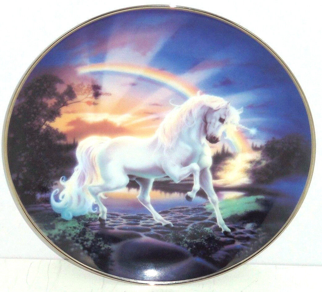 Unicorn Collector Plate Rainbow Diamond Franklin Mint 