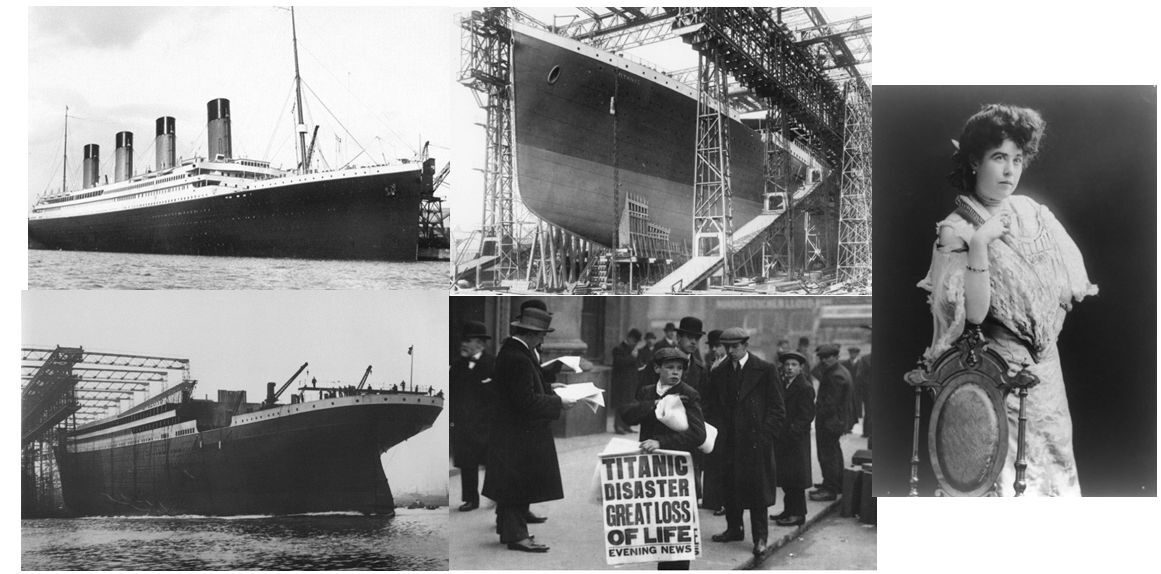 5 Titanic Disaster PHOTOS Lot, Molly Brown,New York Newsboy,1912 Belfast England