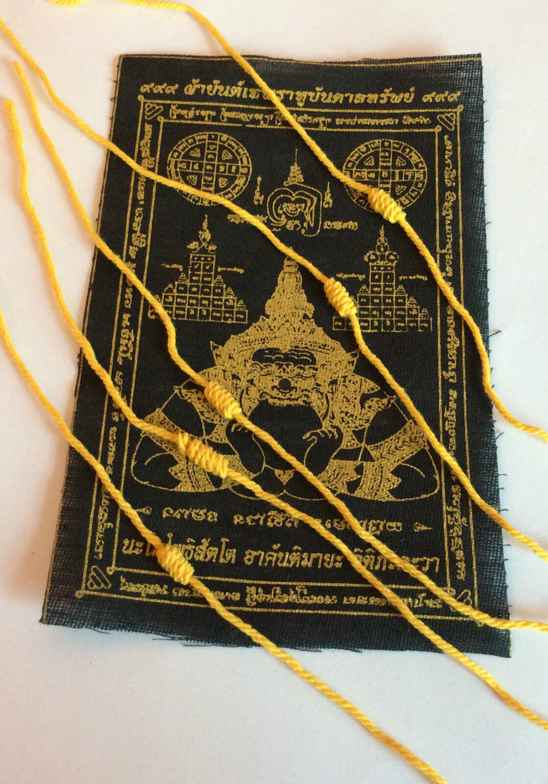 Lot 5 Bracelet Sai Sin yellow Lucky cotton blessed Buddhism Thailand