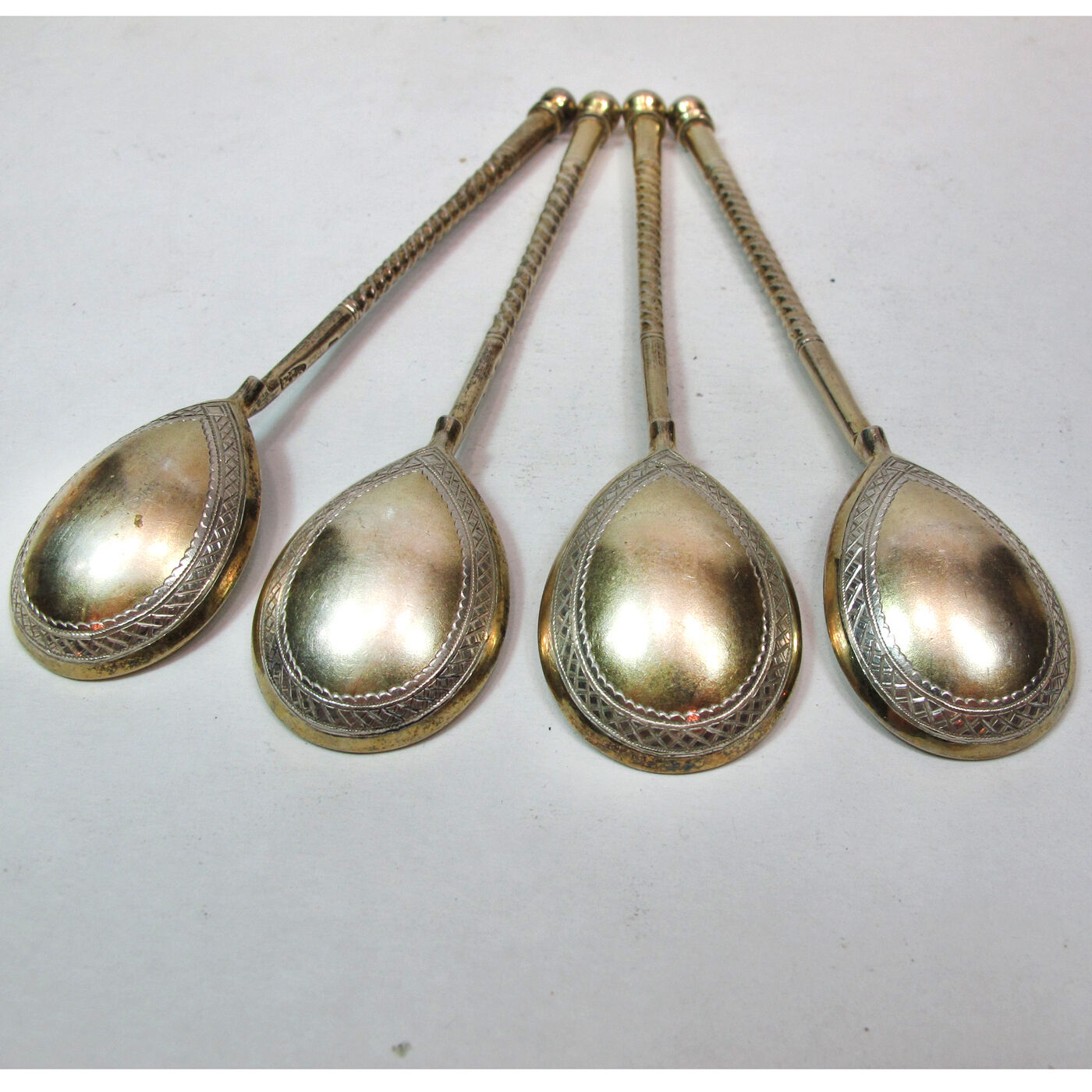 4 ANTIQUE RUSSIAN 84 SILVER SPOONS