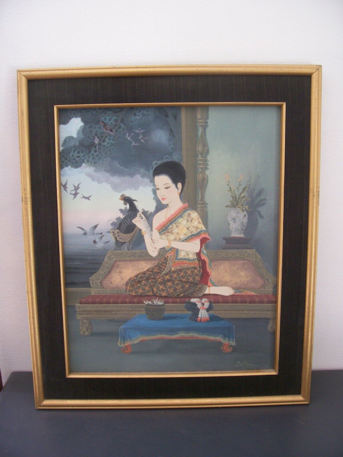 Superb painting woman asia Philippines. Signed beginning 20th century