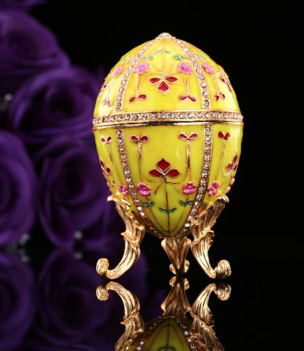 European Faberge Egg Vintage Easter Figurine Trinket Jewellery Box Small Decor 
