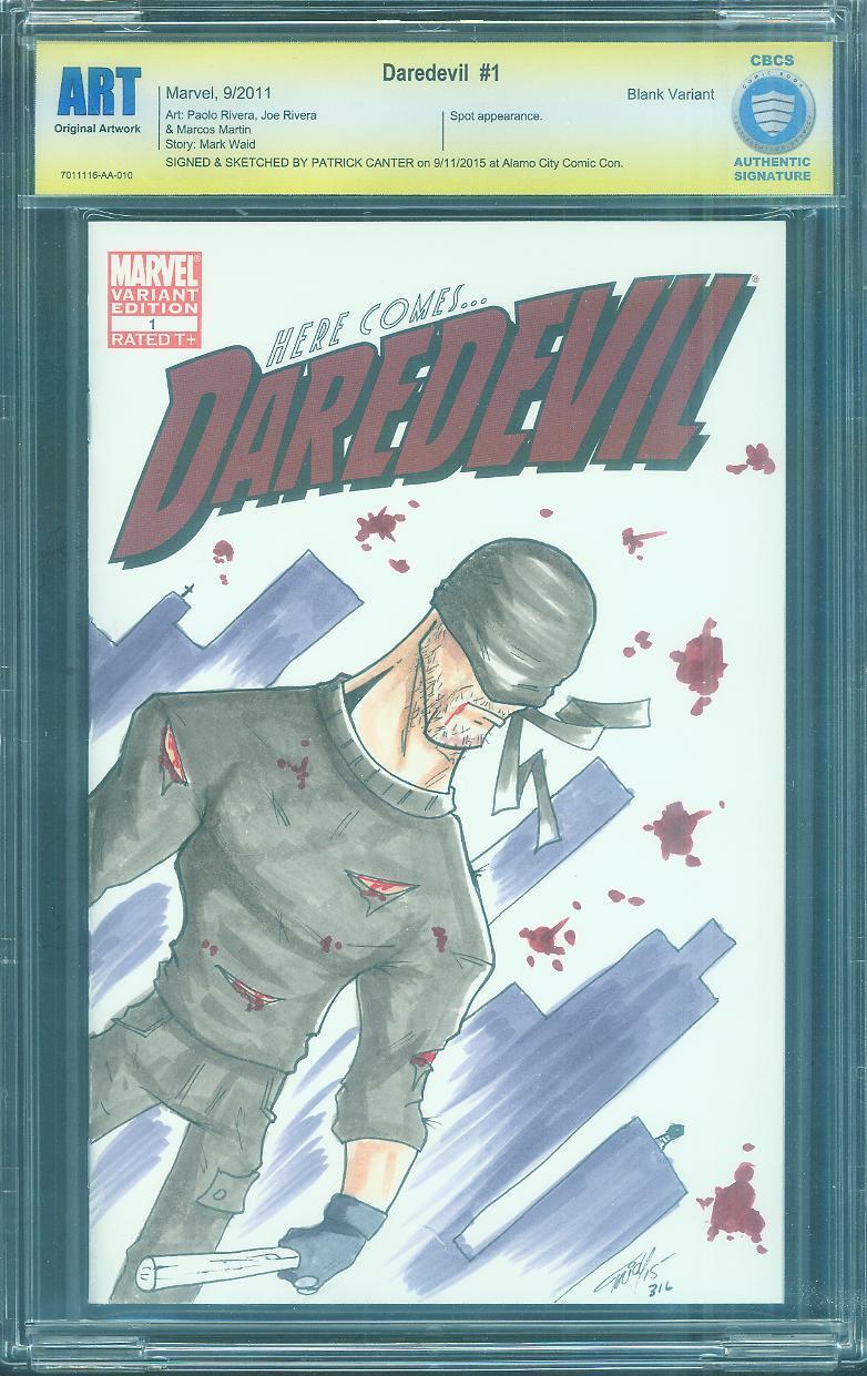 Daredevil 1 CBCS SS ART Top 1 Wraparound Original Charlie Cox Sketch up CGC 9.8