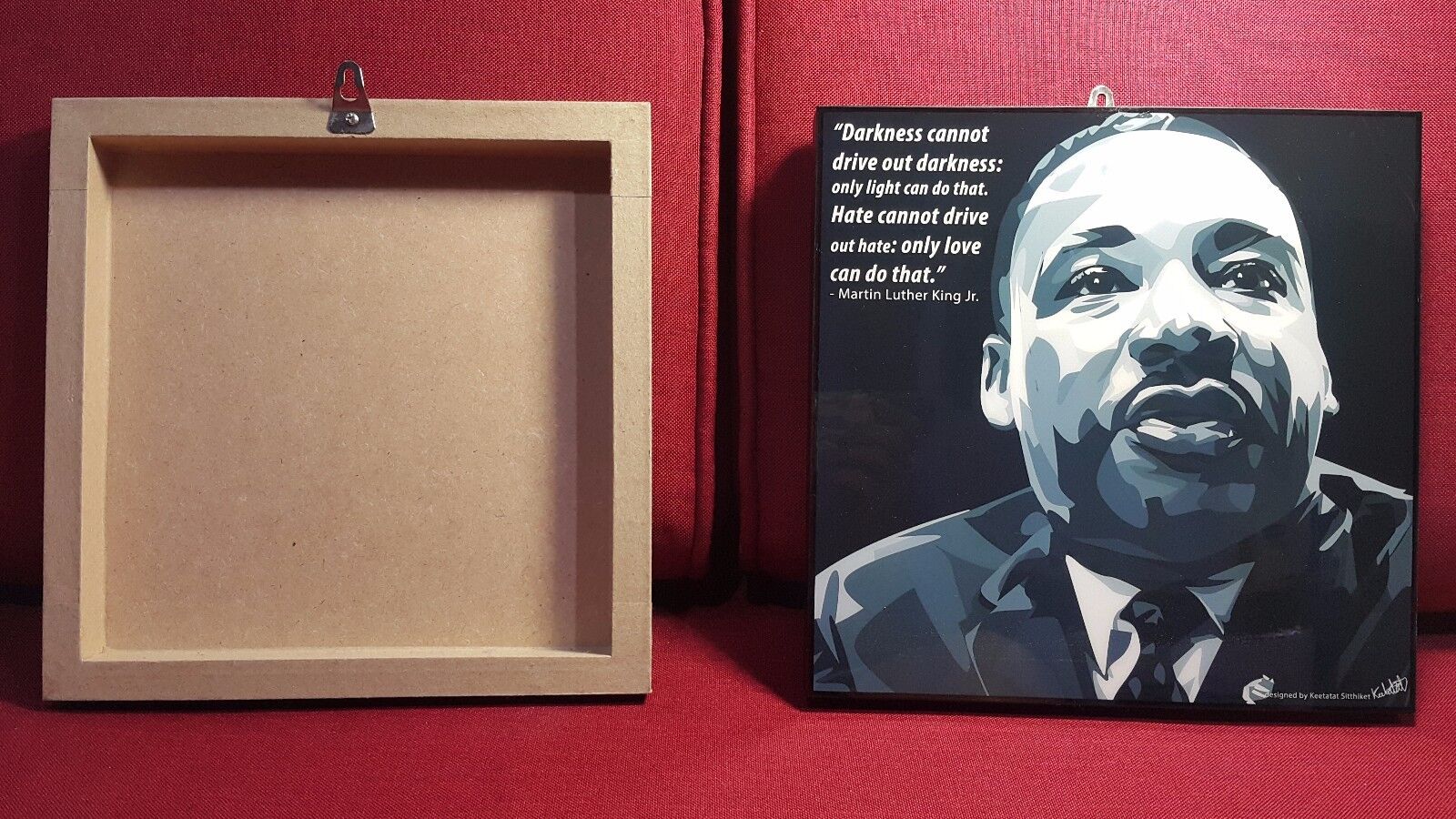 Modern Pop Art Picture with Black frame and hanging. (Martin Luther King Jr.)