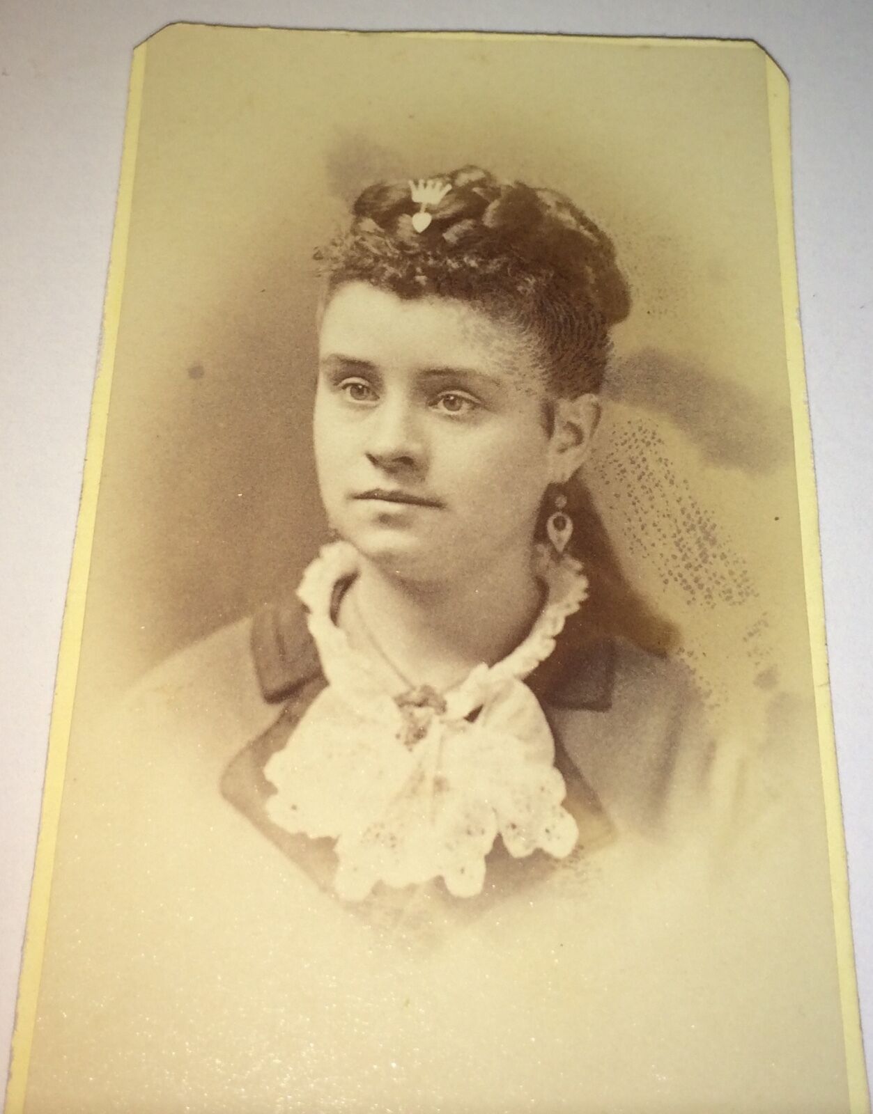 Rare Antique Victorian Girl Louise Peer Corona Queens NY Class of 1873 CDV Photo