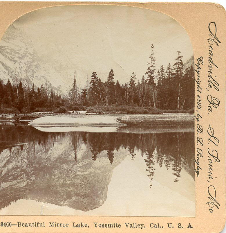 MIRROR LAKE YOSEMITE VALLEY CALIFORNIA STEREOVIEW by Keystone 1899