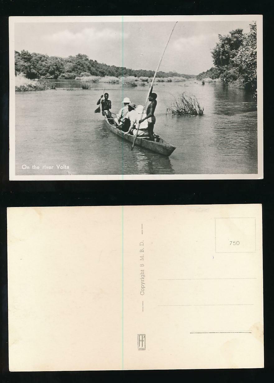 GOLD COAST ADDAH SLAVE COAST c1918 VOLTA RIVER CANOE REAL PHOTO CARD BR.TOGO