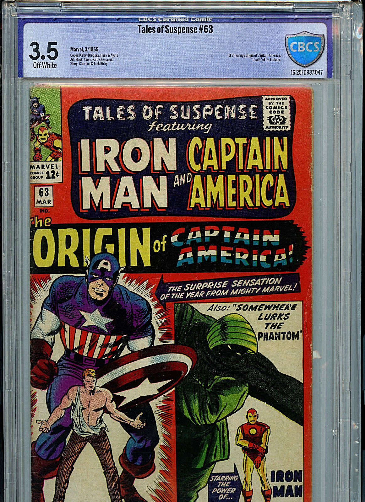 Tales of Suspense #63 CBCS 3.5 Silver Age Marvel Comics 1965 Origin of SA Cap