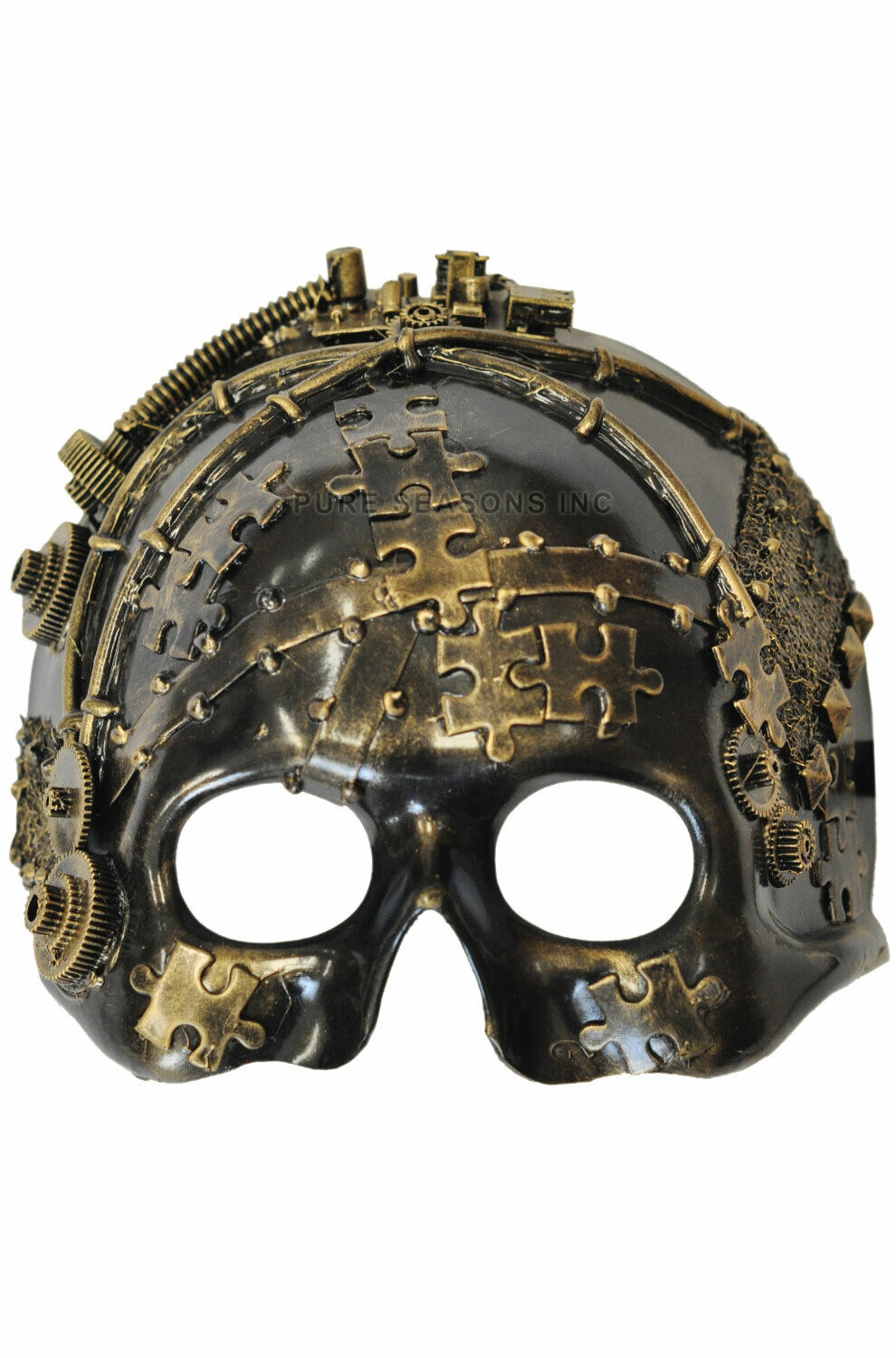 Steampunk Robot Half Skull Mardi Gras Masquerade Venetian Mask (Gold)