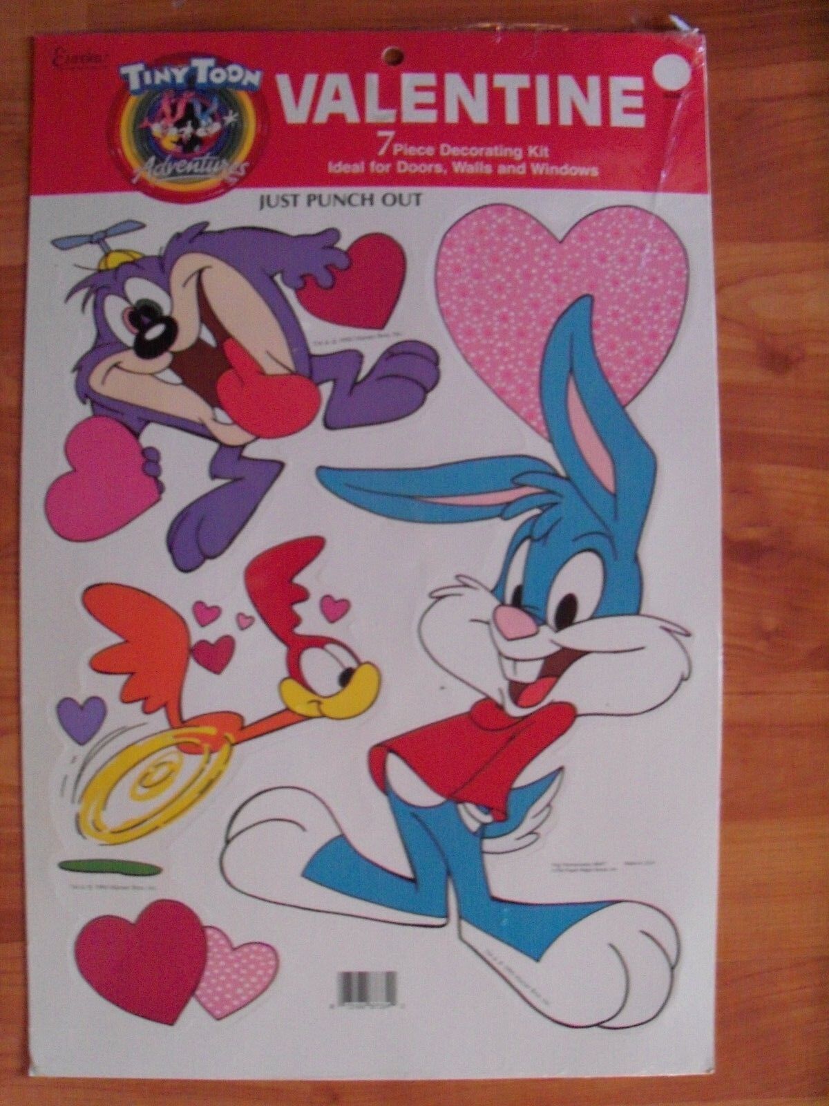 7pc Tiny Toon Adventures Punch Out Kit Valentines Decoration 1990 Eureka NOS
