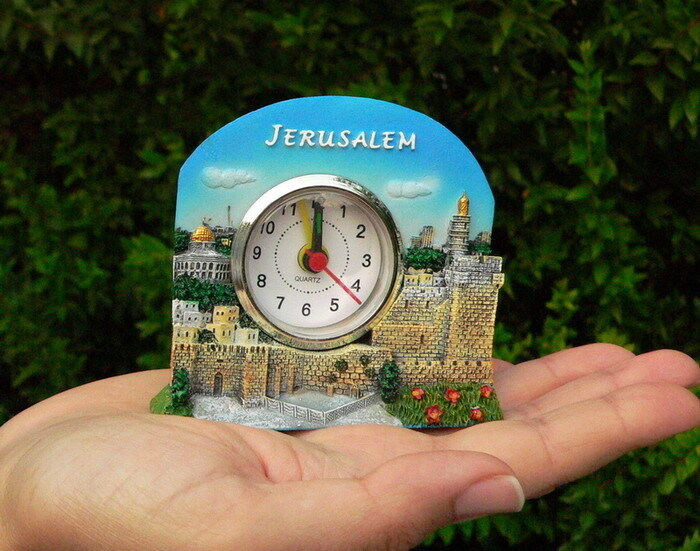 JERUSALEM City - 3D Alarm Desk CLOCK -Western Wall Kotel Jewish Temple Holy Land