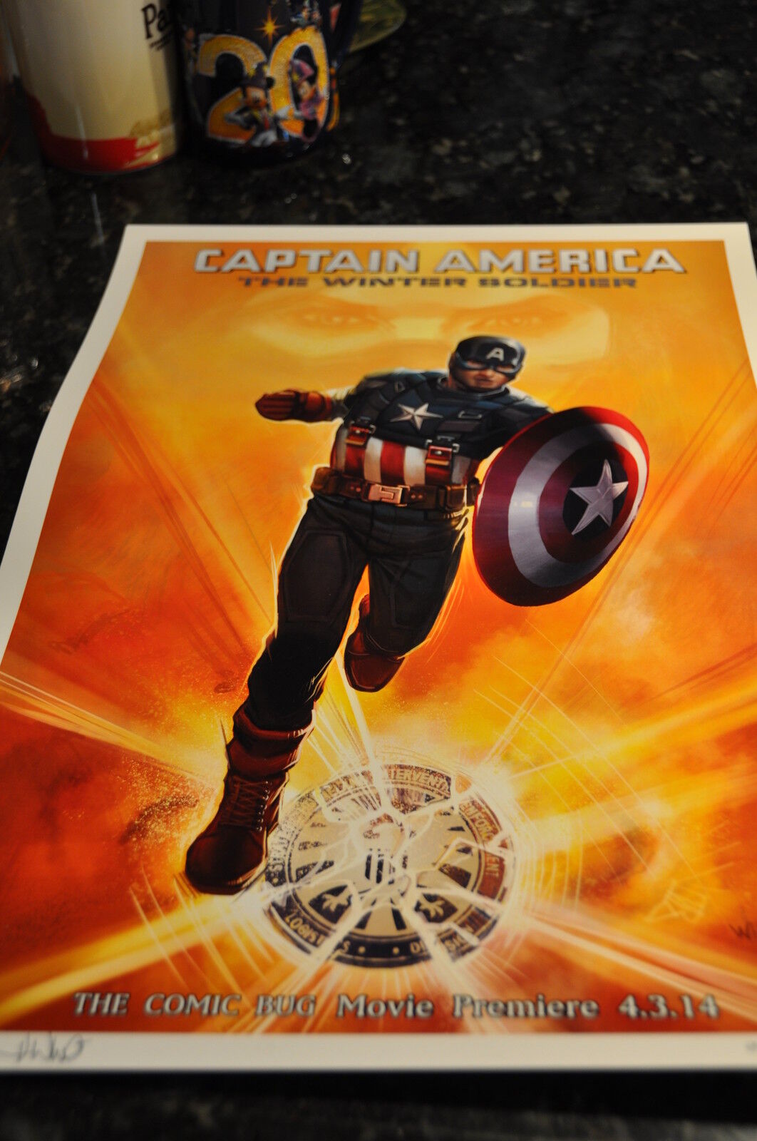 MARVEL CAPTAIN AMERICA WINTER SOLDIER MOVIE PREMIERE LE #30 OF 100 POSTER SIGNED