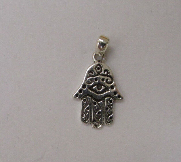 Beautiful Sterling Silver Hamsa Pendant Hand Charm Fits Most Chains Judaica 