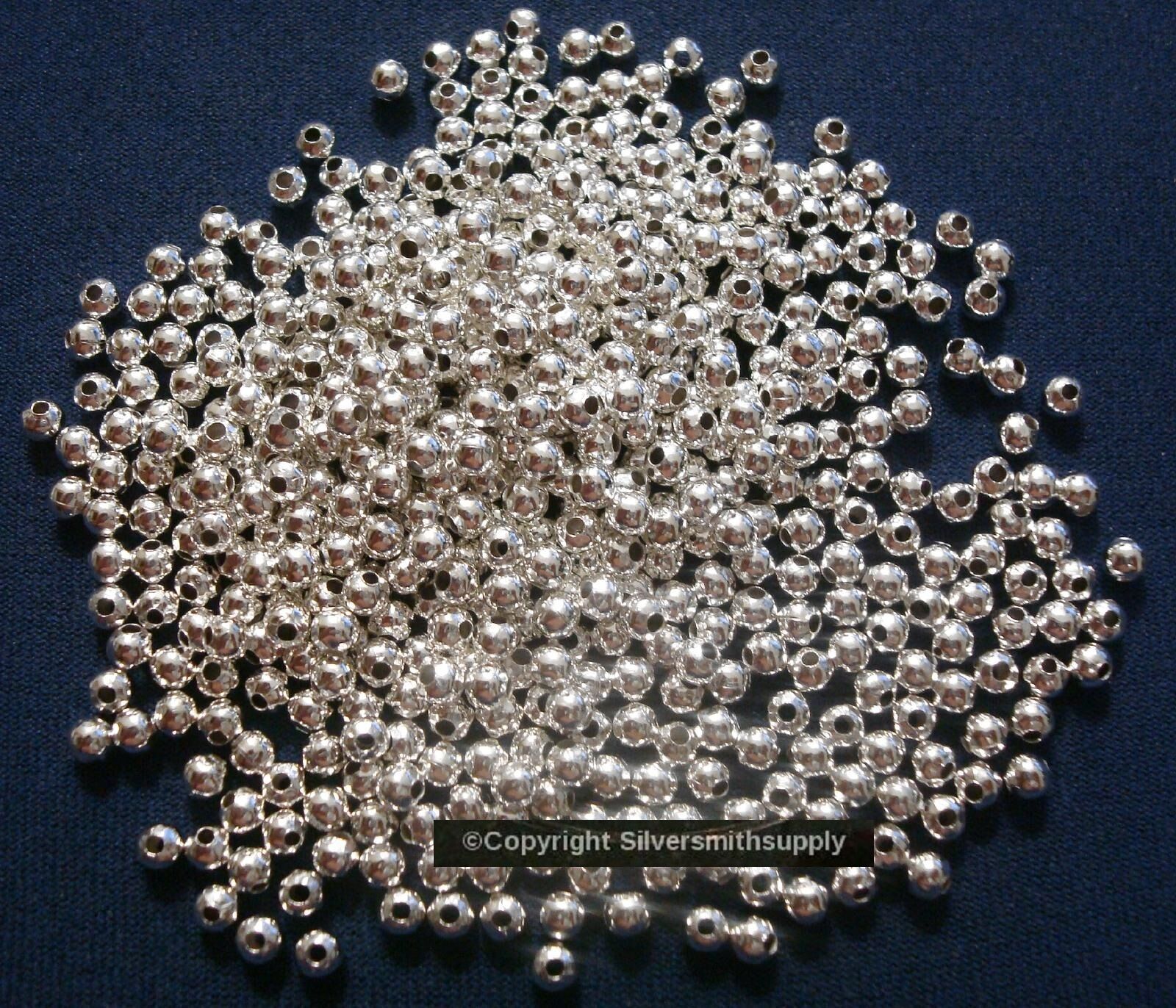 Sterling silver plated 4mm (approximately) round spacer beads 500 pc lot fpb033