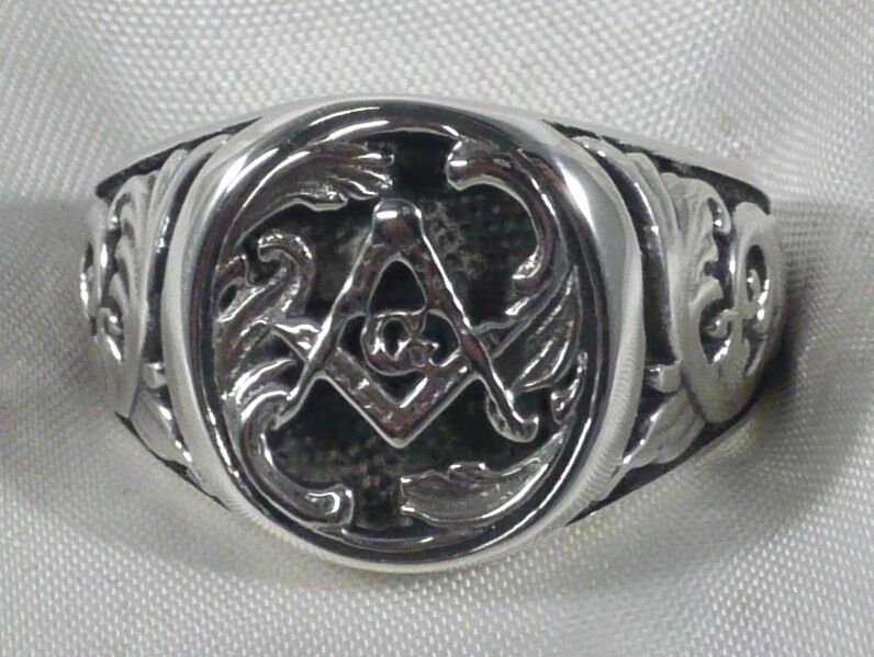 MASONIC RING IN 925 SOLID STERLING SILVER SQUARE AND COMPASS