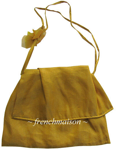 ITALIAN-MADE HAND SEWN Venice Linen Nylon Gold Bag Flower Gift New