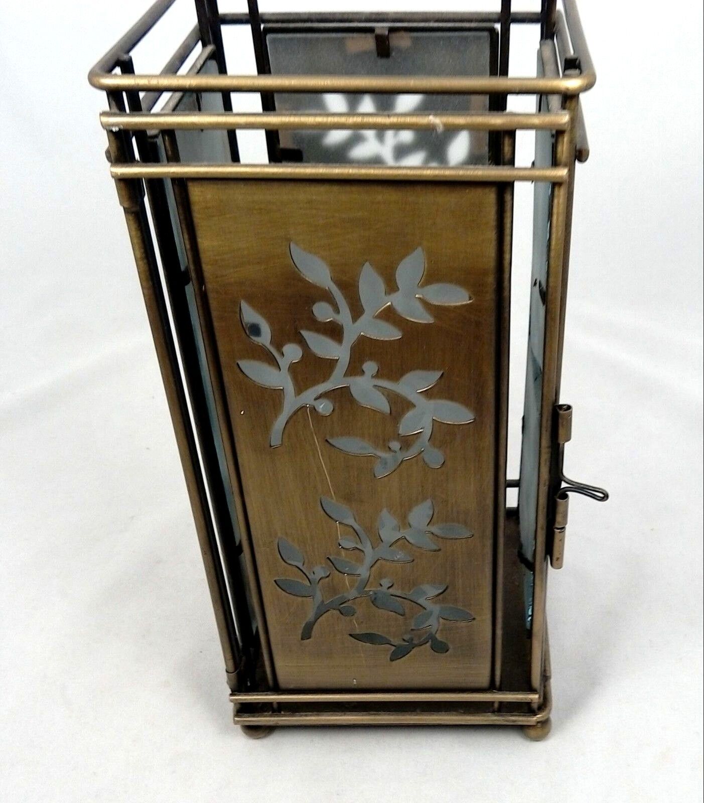 Beautiful Decorative Gold Tone Square Plant Image Candle Holder