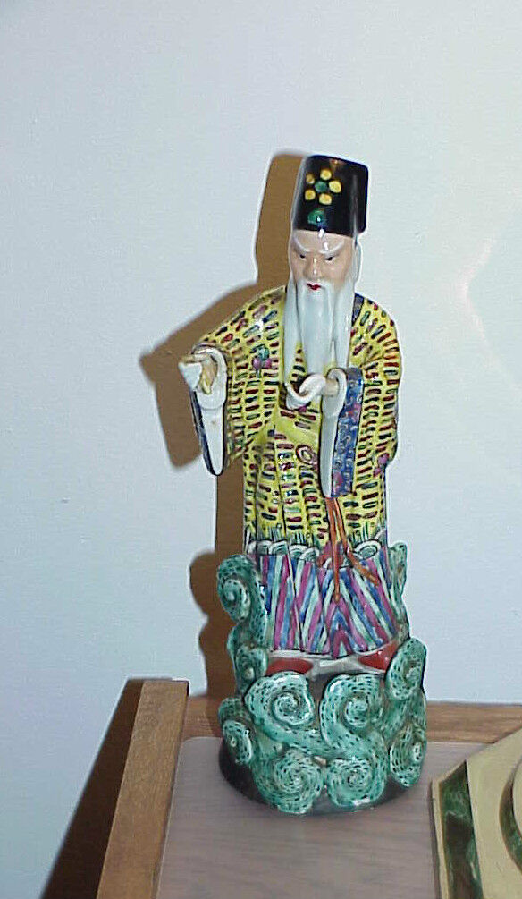 Antique Chinese Oriental Porcelain Ceramic Figurine Priest Flowing Robe 12\
