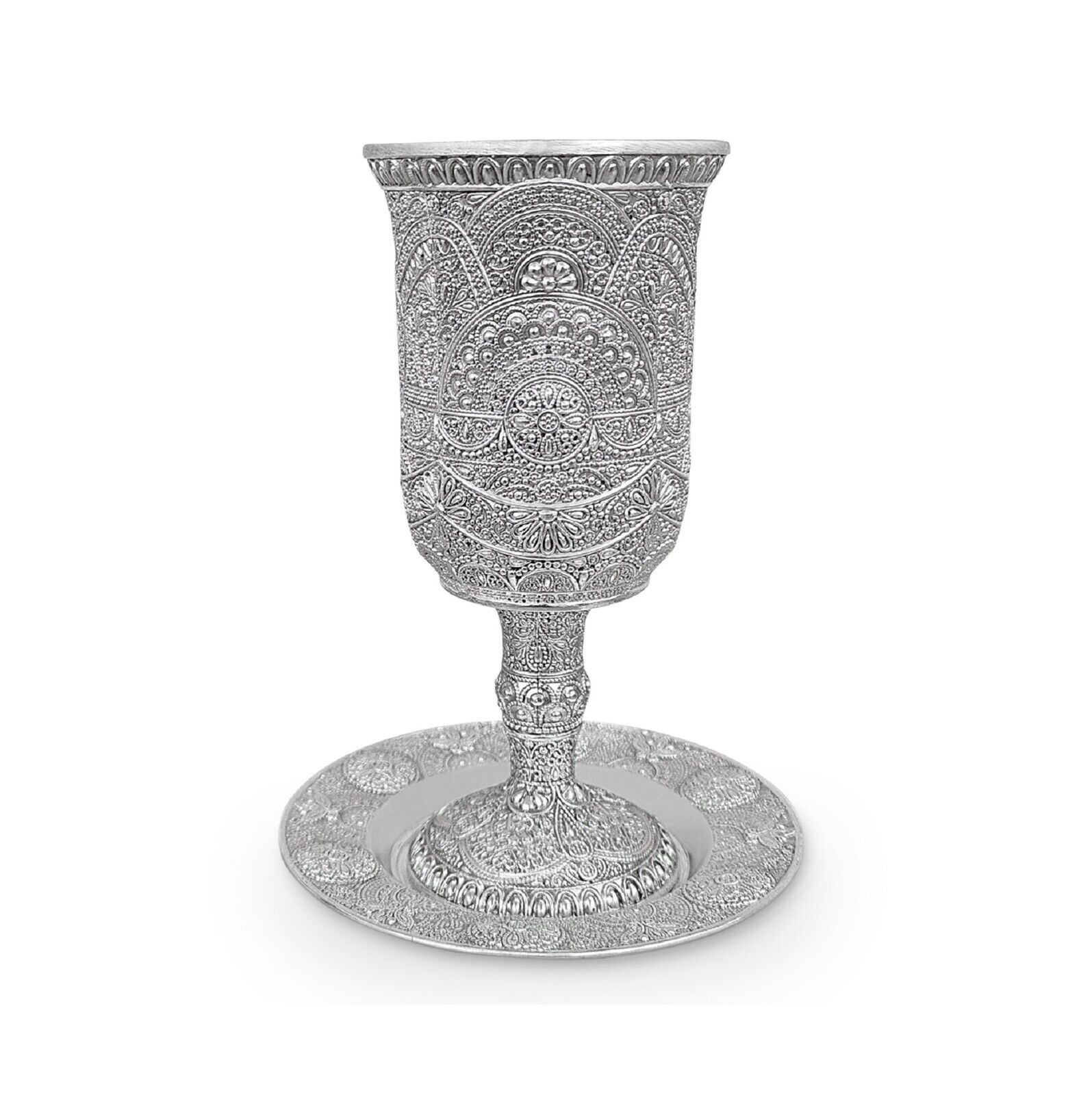 Jewish Holiday and Shabbat Kiddush Cup Goblet For Kidush - Silver Plated