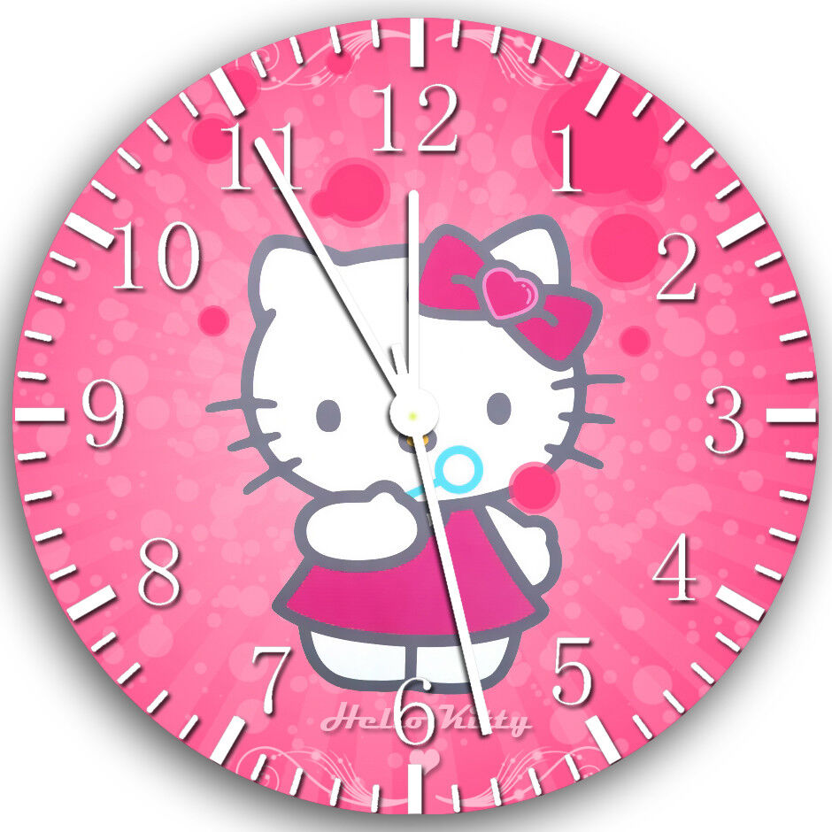 Pink Hello Kitty Frameless Borderless Wall Clock Nice For Gifts or Decor X20