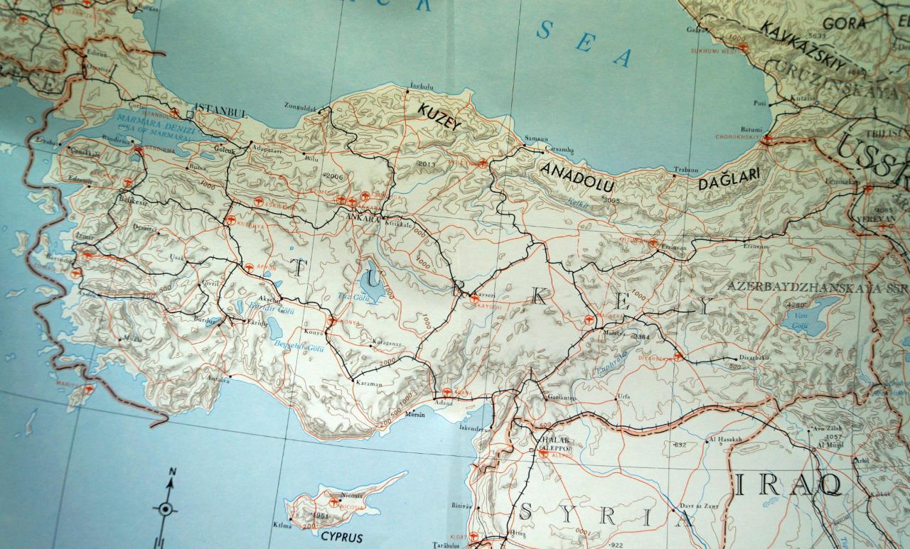 TURKEY MAP & AREA STUDY GUIDE #16  U.S. ARMY  1964 VINTAGE VIETNAM WAR ERA