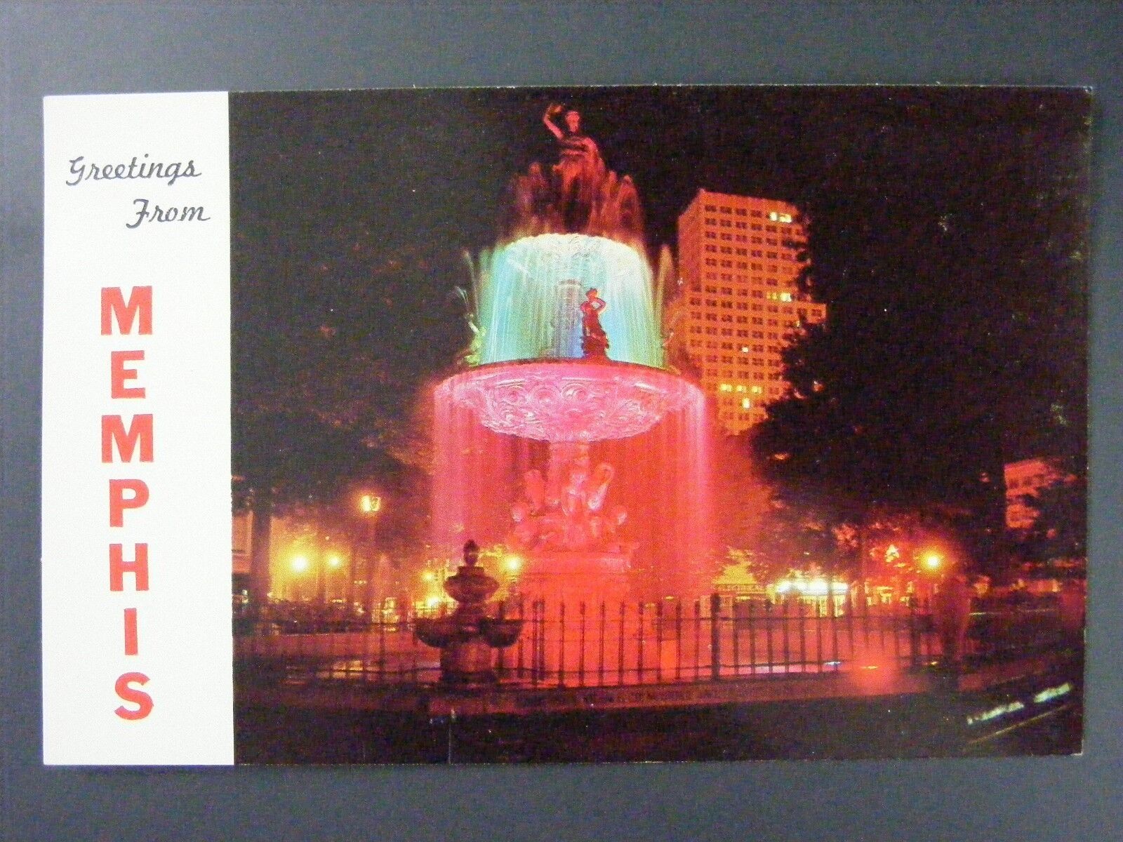 Greetings From Memphis Tennessee TN Court Square Fountain Vintage Postcard 1950s