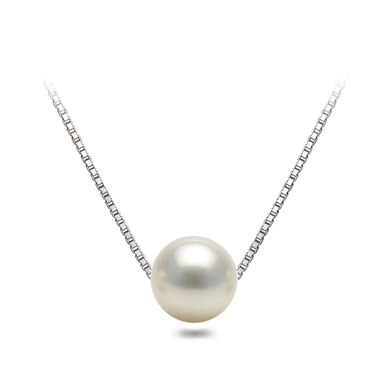 6-10mm Japanese Akoya Pearl Pendant Necklace AAAA Floating White Pearl Pendant