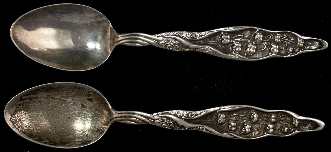 2 WHITING Sterling 5 O\'Clock Spoons LILY of the VALLEY