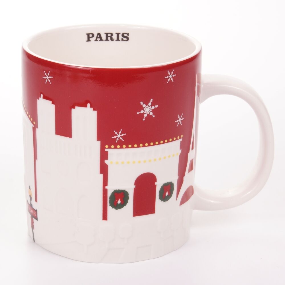 Starbucks® Relief Mug Paris RED Gold X-mas Christmas NEW France