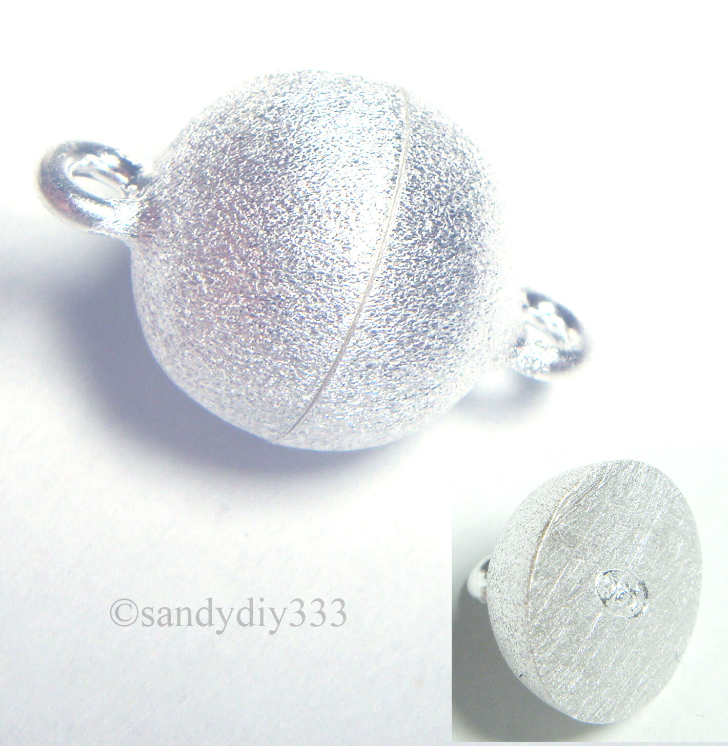 1x STERLING SILVER STARDUST ROUND BALL MAGNETIC CLASP 8mm N725